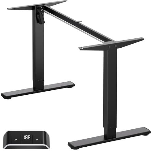 ONKRON höhenverstellbarer Schreibtisch Gestell mit Motor, elektrischer Tisch verstellbar für 120-170 cm Tischplatten, bis zu 70 kg, elektrisches Tischgestell höhenverstellbar Schwarz WDF221E-B