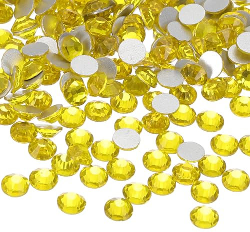PATIKIL 400Pcs SS30 Round Flatback Crystal 6.3-6.5mm Glass Rhinestones Gems Diamonds for DIY Crafts Clothes Shoes Nail Art Decoration, Yellow