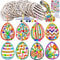 Oster Basteln Kinder, Holz Ostereier zum Bemalen 109 Stück Bastelsets Kinder Holzanhänger Ostern zum Bemalen mit Pompons, Deko Schnur, Strass, Osteraufkleber, Ostern deko Ostergeschenke Kinder