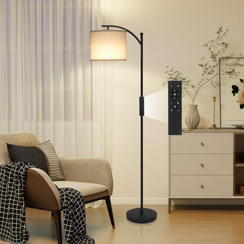 YU YUSING Stehlampe Wohnzimmer Dimmbar mit Fernbedienung, Modern Stehleuchte mit 3 Farbtemperatur E27 LED Birne, Drehbare 270°, 1 Stunde Timer, Fußschalter, Leselampe für Wohnzimmer Schlafzimmer Büro
