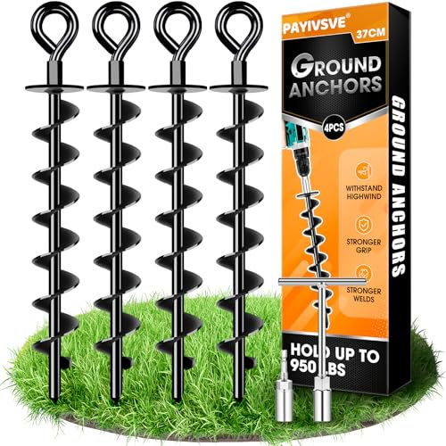 Set di ancoraggi a terra 4 - vite intera e grande Trampolino Set di ancoraggi a terra per trampolino per un fissaggio sicuro nel terreno, per fissare il trampolino, la tettoia, l'altalena ecc