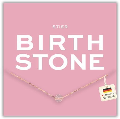 happymaker – Collana donna in argento 925 placcato oro con pietra di nascita gennaio, vero granato per il segno zodiacale Capricorno, fatta a mano