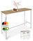BeFair Bartisch Set Eiche und Weiß - Stehtisch mit 2 Barhockern - Hochtisch mit Barstühlen - Tisch 120x40x100 cm, Hocker 70 cm Höhe für Küche