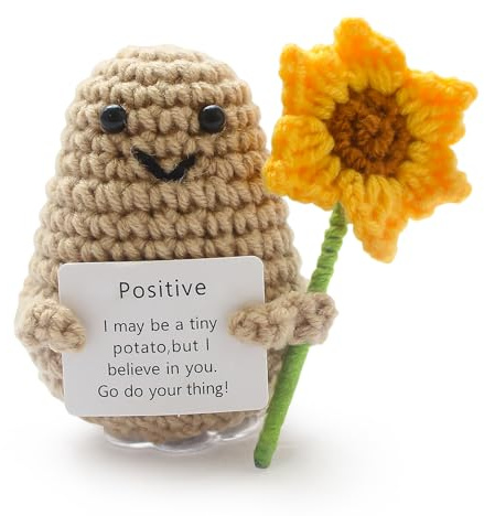 Mlihove Positive Emotional Support Potato with Sunflower, Small Gifts for Women, Handmade Crochet Pocket Hug Doll Cheer Up Birthday Mothers Good Luck Cute Stuff Friends, Christmas Decoration