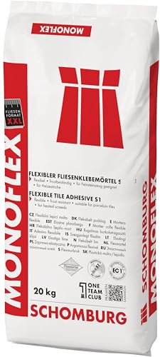 Schomburg-MONOFLEX S1 20 kg Flexibler Fliesenklebemörtel Fliesenkleber zur Verlegung von großformatigen Fliesen und Platten Feinsteinzeug Dünnbettmörtel