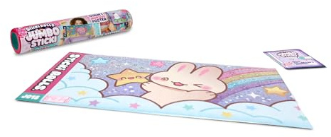Sticki Rolls Jumbo Stickies, Giant Re-Stickable Foil Stickers, Unique Kawaii Designs, Collectible Wall Décor for Kids Ages 5+