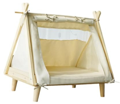 Harilla Hundezelt mit Sonnenschutz und verbessertem Dach – stilvoller, erhöhter Unterschlupf für Hunde, erhöhtes Hundebett für Strand, Picknick, Terrasse und, Beige
