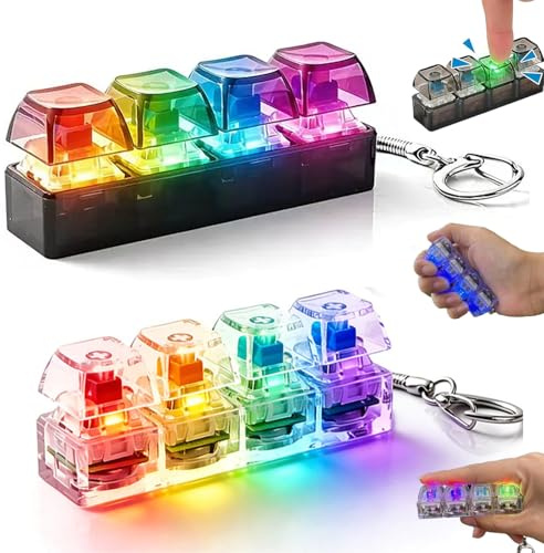 Tastatur Fidget – Tastatur SchlüSselanhäNger Mit Led Licht, 4-Tasten Anti Stress Tastatur AnhäNger, Fidget Tastatur FüR Stressabbau, Spielzeug FüR BüRo, Schule & Reisen, Erwachsene & Kinder (C)