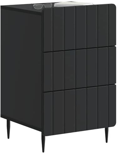 vidaXL Nachttisch mit Schubladen Schwarz 43 x 41 x 68 cm Holzwerkstoff, Stylische Nachttische, Moderne Schlafzimmertische, kompakte Aufbewahrung, Coole Deko für Dein Wohnzimmer