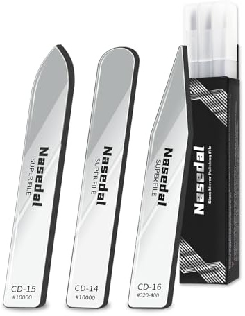 Nasedal 3pcs Hobby Model Glass File Kit for Gundam & Scale Models, 320-400/10000 Grit Short Mirror Sanding Files for 3D Printed, Plastic, Wood & Resin Parts
