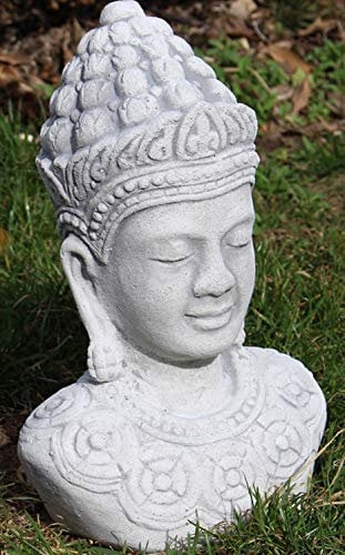 Skulptur Gartenfigur Beton Figur Buddha Büste H 29 cm Dekofigur Gartenskulptur