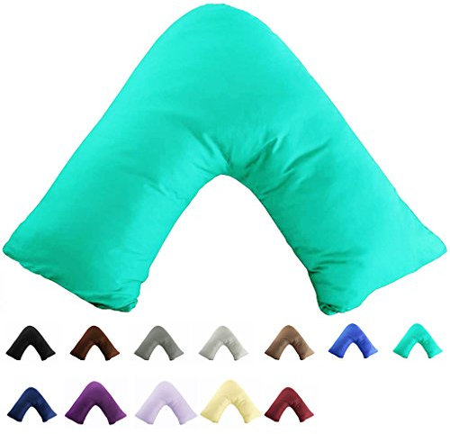 Gyulin 100% Cotton 300 Thread Count Soild Envelope Style V Shaped/Tri/Boomerang Standard Pillow Case Cushion Cover Only Cover No Insert (Teal)