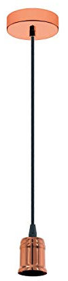 EGLO Pendelleuchte Yorth, 1 flammige Schnurpendel Hängelampe Vintage, Industrial, Hängeleuchte aus Stahl in Kupfer, Kabel in Schwarz, Esstischlampe, Wohnzimmerlampe hängend mit E27 Fassung