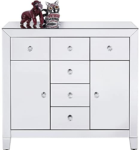 Kare Design Kommode Luxury 2-türig 6 Schübe, glamouröses Sideboard, Spiegelkonsole mit funkelnden Griffen, verspiegeltes Schränkchen im extravagantem Design, (H/B/T) 84 x 88 x 41 cm