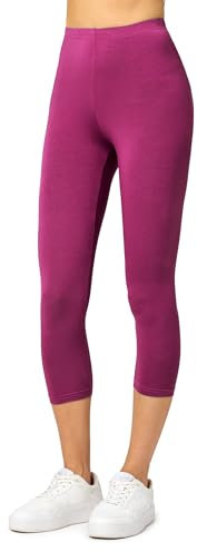 Merry Style Leggins Corti Donna 3/4 Pantaloni Capri Leggins Donna in Viscosa Traspirante, Pantaloncini Fitness Corti per Sportivi o Casual MS10-144 (Fucsia, S)