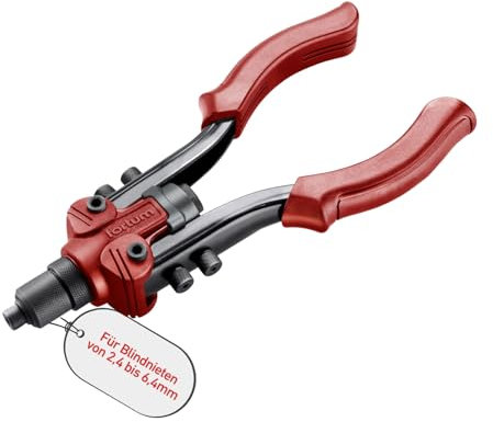 Fortum Hand-Nietzange für Blindnieten I Blindnietzange für 2,4-6,4 mm Nieten aus Alu, Messing, Stahl & Edelstahl I 26cm lange, kraftvolle Nieten-Zange I energiesparende Popnietenzange