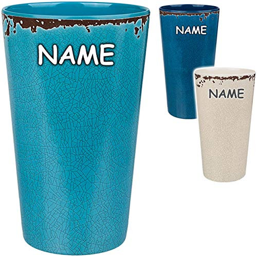 alles-meine.de GmbH 3 Stück große - Trinkbecher/Becher - Retro & Nostalgie Design - Farb-Mix - inkl. Name - 500 ml - BPA frei - aus Melamin - Tasse - Zahnputzbecher/Malbech..