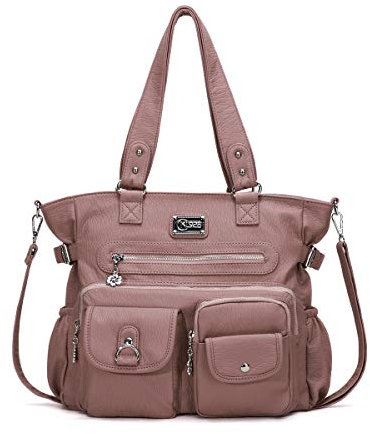KL928 Handtasche Damen Tasche Umhängetasche Schultertasche Damentaschen gross für Damen Frauentasche PU Leder Damenhandtasche mit vielen Fächern (pink)