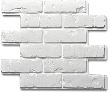 Decosa Creativstein Brick (Klinker-Optik) - 7 Packstücke à 4 Platten 59,5 x 50 x 2,5 cm (= 7 m²) - 3D Deko Wandaufkleber in weiß - Steinoptik aus EPS
