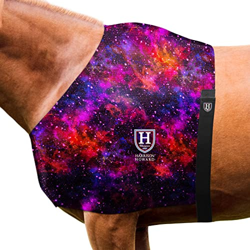 Harrison Howard Breathable Elastic Horse Shoulder Guard Anti-Rub Stretch Bib for Sensitive Skin, Lightweight Comfortable Fit Vast Cosmos L