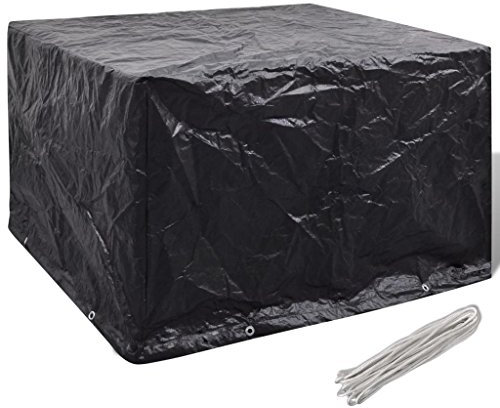 PETSOLA Kstyhome Housse de Protection Mobilier Jardin Résine Tressée | Housse de Salon de Jardin Imperméable 8 œillets 135 x 135 x 90cm Noir