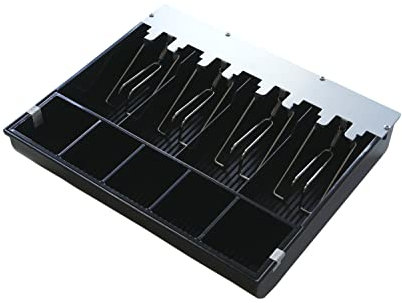 Geldkassette für Kassenschublade, Federstahlverschlüsse, 30x25x6, verstellbare Münz- und Scheinfächer HDWR HD-WS33