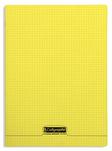 Calligraphe 18474C Un Cahier Agrafé Jaune (une Marque de Clairefontaine) - 24x32 cm - 48 Pages Petits Carreaux - Papier Blanc 90 g - Couverture Polypro Transparent