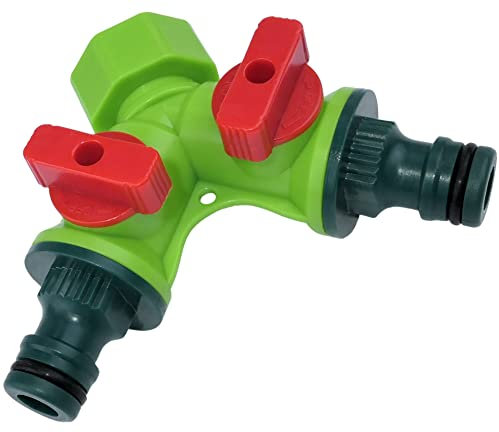 AERZETIX - C53658 - Racor Divisor 3/4'' con 2 grifos de Cierre 2 vías para Acoplamiento rápido 1/2'' - derivación en Y para Manguera de riego - en plástico