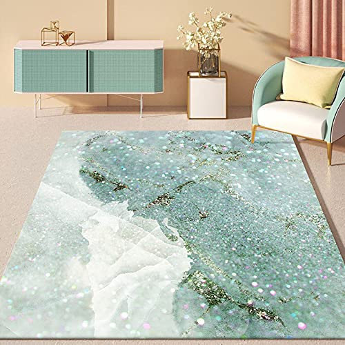 Rururug Teppich Rechteckig Wohnzimmer Modern Vintage Teppichläufer Flur Schlafzimmer Küche Wohnzimmer Korridor, mintgrüner Marmordruck Rectangular 120 x 200 cm