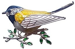 Brosche Pin Anstecknadel Vogel Meisen Multicolor Strass