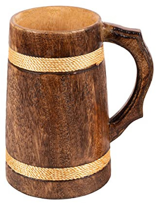GoCraft Handmade Wooden Beer Mug | Camping Travel Outdoor Mugs for Men | Tea Coffee Cup with Handle | Craft Tankard Drinking Stein