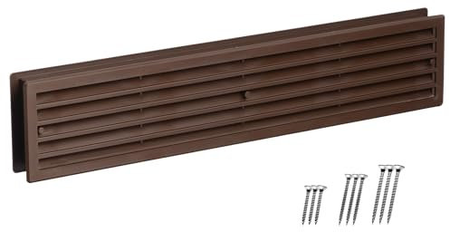 LIRAST 450x92mm Door Vents for Interior Doors Two Sided - 17.7x3.6 inch Brown Interior Vent Cover with Screws - Plastic Ventilation Grille - Bathroom Air Register