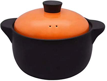 YANYUESHOP Sopera de cerámica para Sopa, Fuego, Plato Negro Redondo de cerámica, cazuela/Olla de Barro/Olla de Barro/Utensilios de Cocina de cerámica con Tapa Resistente al Calor