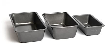 MasterClass Three Piece Non-Stick Set of Three Loaf Pans, Includes Sizes 1lb, 2lb and 3lb Pans