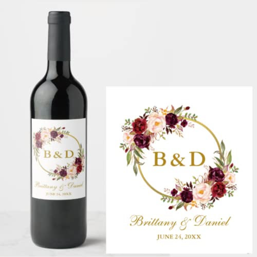 Lot de 20 étiquettes de bouteille de champagne de mariage avec photo personnalisable, autocollants pour bouteille de vin, noms personnalisés et anniversaire de baptême (B, 9 x 12,7 cm)
