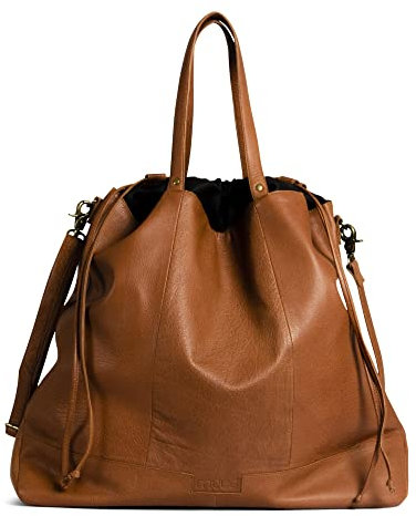 muud Lofoten XL handgefertigte Projekttasche aus Leder/Shopper Whisky