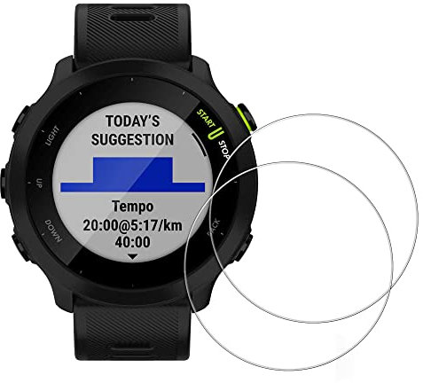 kwmobile Protector de Vidrio Compatible con Garmin Forerunner 55 Cristal Pantalla - 2X Protector para Esfera de smartwatch