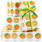 Orangefarbenes Geschenkpapier mit Band, Geschenkpapier mit fruchtigem Design für Sommer-Motto-Geburtstage, Aloha-Luau-Pool-Strandparty, Hawaii-Tropen-Mottoparty, 4 Bögen flach gefaltet