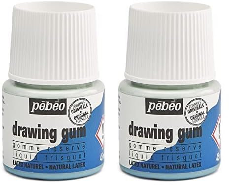 Pébéo 38625 Gomme réserve drawing gum pelliculable 45ml Couleur Assorties Bleuté (Lot de 2)