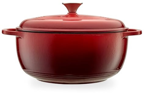 Mercer Culinary Enameled Cast Iron Round Dutch Oven, 6 qt., Red