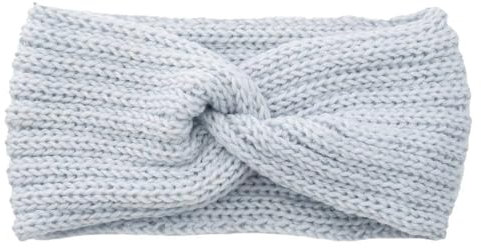Winter Häkelarbeit Stirnband Mädchen Frauen Haarband Verdicken Stirnbänder Kopfband Haarband Ohrenwärmer Headwrap für Einkaufen Skifahren Laufen,Silber grau