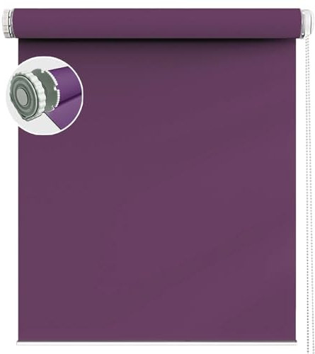 Fensterrollo für Fenster & Türen 55 x 210 cm Blickdicht, Sichtschutz, Blendschutz Deckenmontag Seitenzugrollo Inkl Montage-Teile, für Büro, Badezimmer, Lila