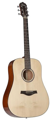 Fame Dreadnought Deluxe Westerngitarre, Massiv Fichtendecke, Mahagonikorpus, C-Profil Hals, Ebenholz Griffbrett, Open-Gear-Mechaniken, Natural-Highgloss-Finish