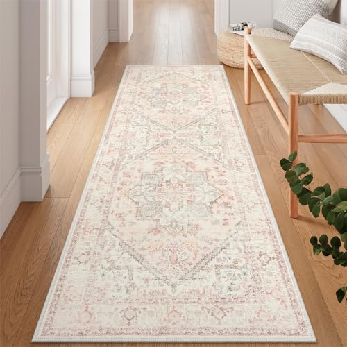 LIVEBOX Waschbarer orientalischer Läufer, 6,3 x 20,3 cm, langer Vintage-Teppich, Läufer für Küche, Boho, rutschfester Flur-Läufer, niedriger Flor, Überwurf, Teppich für Waschküche