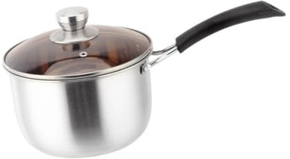 Cabilock Long Handle Pot Stainless Steel Stockpot Lid 18cm Cooking Pot Soup Pot Instant Noodles Container