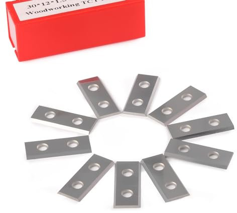 2 Schneidkanten Austauschbare Hartmetall-Wendemesser 1.5mm Dicke, 10 Stück Ersatzklingen12 X 30 X 1.5mm, für Wendeplatten Bündigfräser (als Ersatz), mit 2 Schrauben