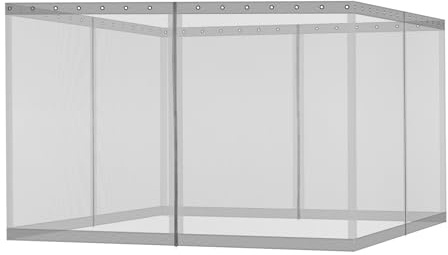 Aoodor Universal-Moskitonetz für 3 x 4 m Pavillons – Vierteilige Seitenwand-Ersatznetze mit Doppelreißverschlüssen für Terrasse, Garten, Terrassendach und Rasen (Nur Netz, Grau)