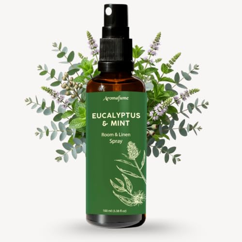 Eucalyptus & Mint Air Freshener Spray for Room & Linen 100ml by Aromafume | Made with Pure Eucalyptus & Mint Essential Oil | Aromatherapy Spray to Refresh & Revitalize | Mist for Bedding, Fabrics