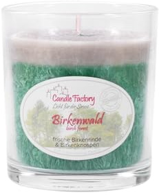 Candle Factory Party Light Duftkerzen aus pflanzlichem Stearin im Whiskey Glas, ca. 30h Brennzeit, Duft: Birkenwald