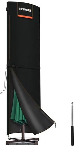 HEIMUNI Sonnenschirm Schutzhülle Wasserdicht Abdeckhauben für Sonnenschirme 3 bis 5 M Große Sonnenschirm Hülle, Winterfest UV-Beständig Wetterfeste Abdeckung Sonnenschirm, 280x65/65cm